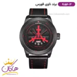 ساعت مچی مردانه نیوی فورس بند چرم مشکی قرمز 9156/3