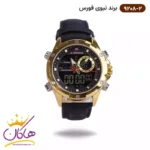ساعت مچی نیوی فورس دو زمانه مشکی قاب طلایی 9208