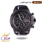 ساعت نیوی فورس مردانه بند چرمی مشکی فول دیت کد 9110/4
