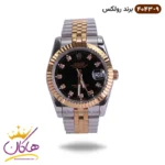 ساعت رولکس دیت جاست نقره ای صفحه مشکی 4043/9
