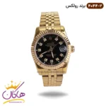 ساعت رولکس زنانه دیت جاست طلایی صفحه مشکی 4044/2