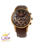 ساعت بند چرم طرح رومانسون قهوه ای رزگلد | Romanson