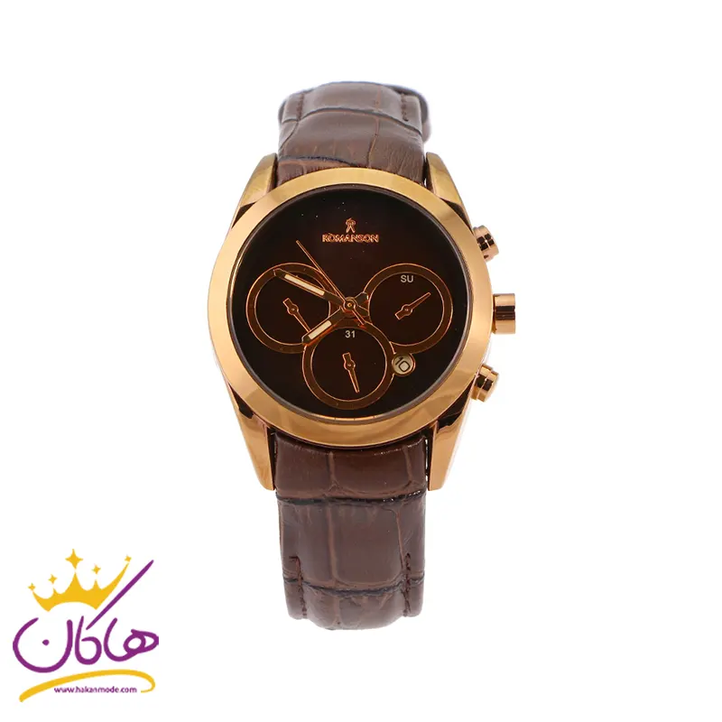 ساعت طرح رومانسون زنانه بند چرم قهوه ای ساعت طرح رومانسون زنانه بند چرم قهوه ای | Romanson - Image 1