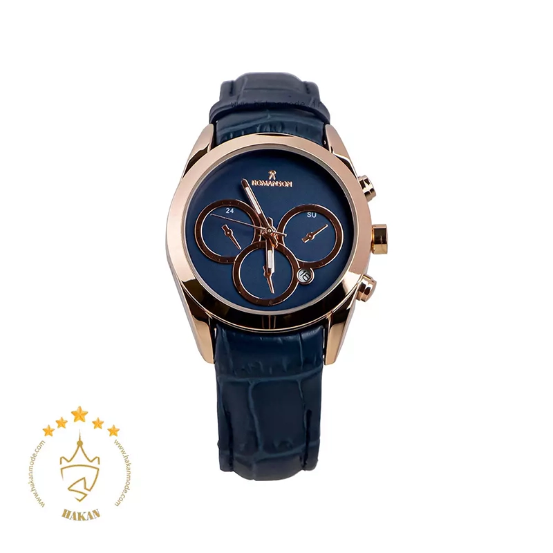 ساعت زنانه طرح رومانسون ساعت زنانه طرح رومانسون بند چرم سورمه ای | Romanson - Image 1
