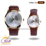 ساعت مچی ست زنانه و مردانه سولیدا چرمی قهوه ای کد 1128