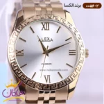 ساعت الکسا مردانه فلزی طلایی صفحه سفید کد 0056/2 - Image 2