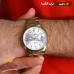 ساعت الکسا مردانه فلزی صفحه سفید طلایی کد 0057/3 - Image 2