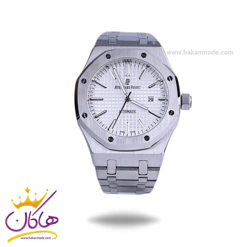 AP-watch-code-A-6016.31.webp ساعت مچی ای پی مردانه فلزی نقره ای صفحه سفید A 6016/3 - Image 1