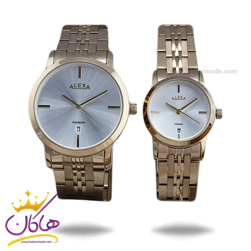 Alexa-watch-code-0054.1set2.webp ساعت الکسا فلزی ست طلایی کد ۰۰۵۵ | ۰۰۵۴ - Image 1