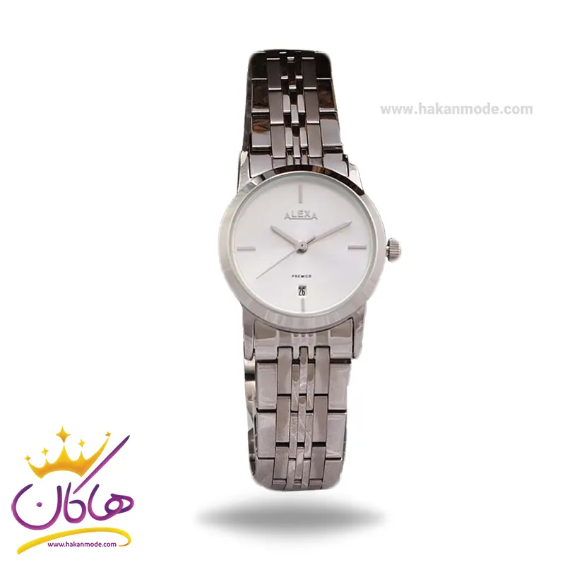 Alexa-watch-code-0054.42.webp ساعت الکسا زنانه فلزی نقره ای صفحه سفید کد 0054/4 - Image 1