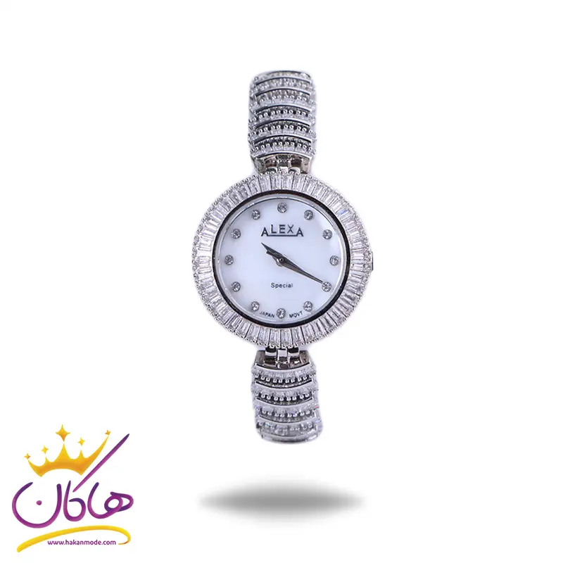 Alexa-watch-code-2001.21.webp ساعت مچی الکسا زنانه فلزی نقره ای تمام نگین 2001/2 - Image 1