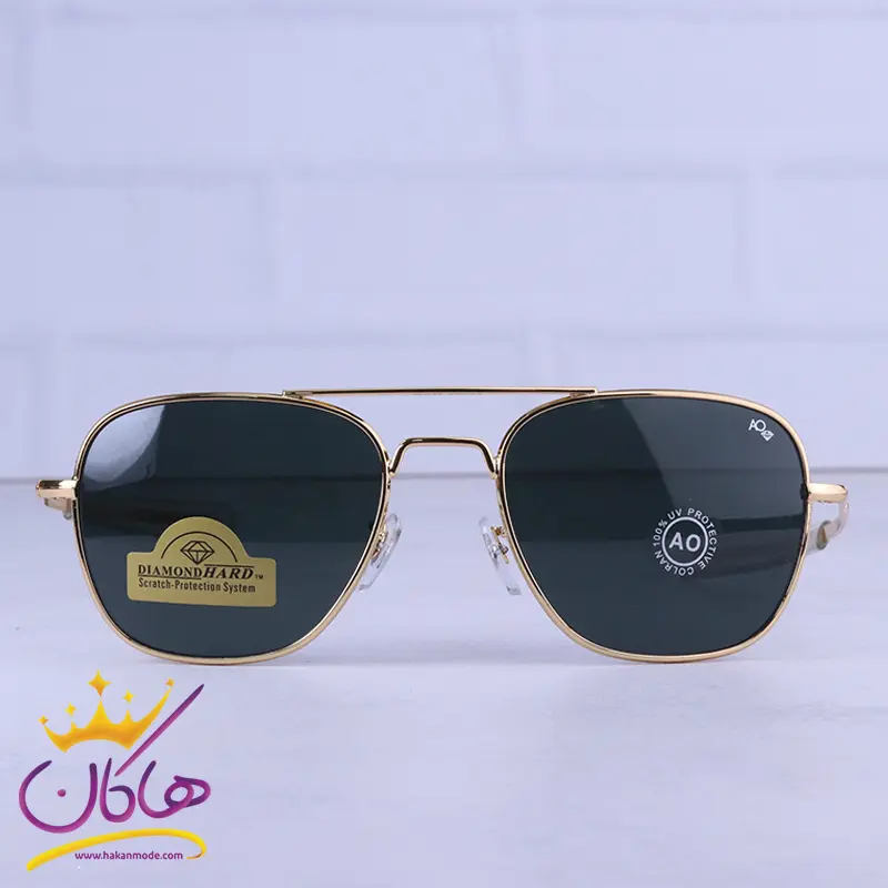 American-highcopy-sunglasses-code-AO56.51.webp عینک آفتابی امریکن مردانه فریم خلبانی طلایی AO 56/5 - Image 1