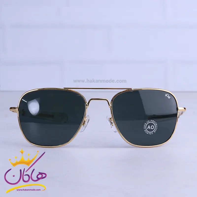 Aviator-highcopy-sunglasses-code-AO56.11.webp عینک آفتابی مردانه فریم خلبانی طلایی AO 56/1 - Image 1