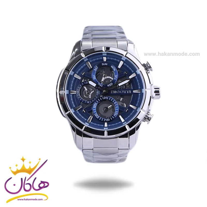 Bigotti-watch-code-BG-1.10578.31.webp ساعت مچی بیگوتی مردانه فلزی صفحه آبی فول تایم BG.1.10578/3 - Image 1