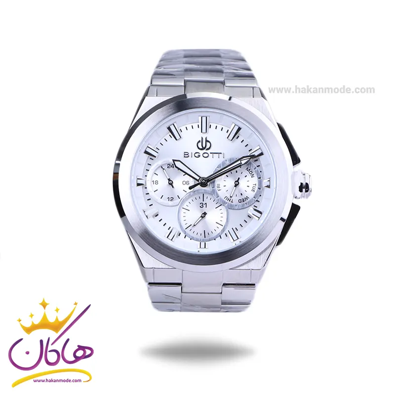 Bigotti-watch-code-BG-1.10627.11.webp ساعت مچی بیگوتی مردانه فلزی فول تایم نقره ای BG.1.10627-1 - Image 1