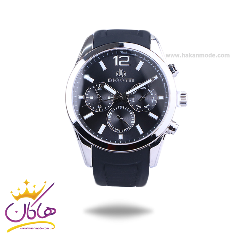 Bigotti-watch-code-BG.1.10493.11.webp ساعت عقربه ای بیگوتی مردانه رابر مشکی فول تایم BG.1.10493-1 - Image 1