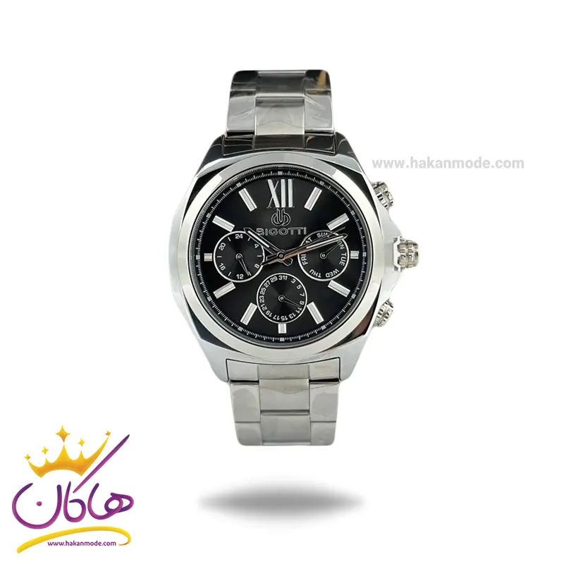 Bigotti-watch-code-BG.1.10518-11.webp ساعت مچی بیگوتی مردانه فلزی نقره ای صفحه مشکی BG.1.10518/1 - Image 1