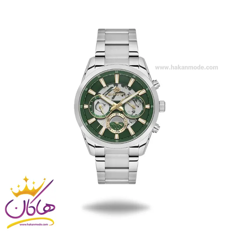 Bigotti-watch-code-BG.1.10561-41.webp ساعت عقربه ای بیگوتی مردانه فلزی نقره ای صفحه سبز BG.1.10561/4 - Image 1