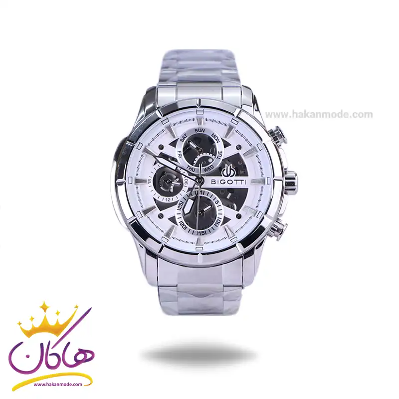 Bigotti-watch-code-BG.1.10578.11.webp ساعت عقربه ای بیگوتی مردانه فلزی نقره ای سه موتوره BG.1.10578/1 - Image 1