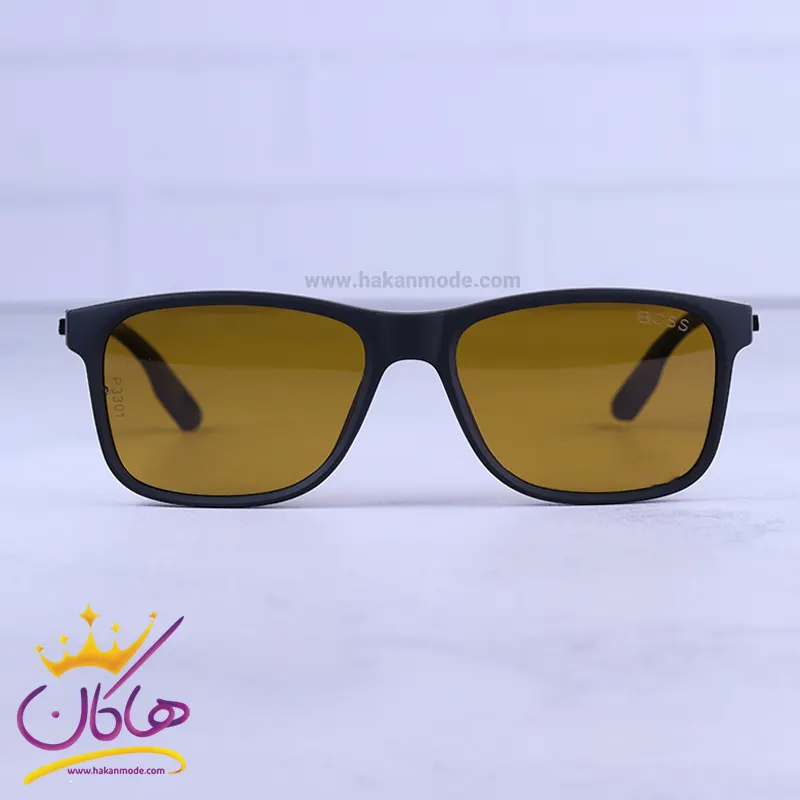 Boss-sunglasses-code-P-3301.41.webp عینک آفتابی بوس مردانه فریم مشکی شیشه زرد پلاریزه P3301/4 - Image 1