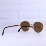 دسته عینک آفتابی کارتیر فریم گرد طلایی 78002/4