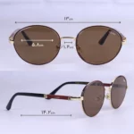 ابعاد عینک آفتابی کارتیر فریم گرد طلایی 78002/4