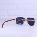 عینک آفتابی مردانه کارتیر فریم نقره ای دسته چوبی CT 0376S/2 - Image 3