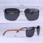 عینک آفتابی مردانه کارتیر فریم نقره ای دسته چوبی CT 0376S/2 - Image 2