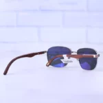 عینک آفتابی مردانه کارتیر فریم نقره ای دسته چوبی CT 0280S/1 - Image 3