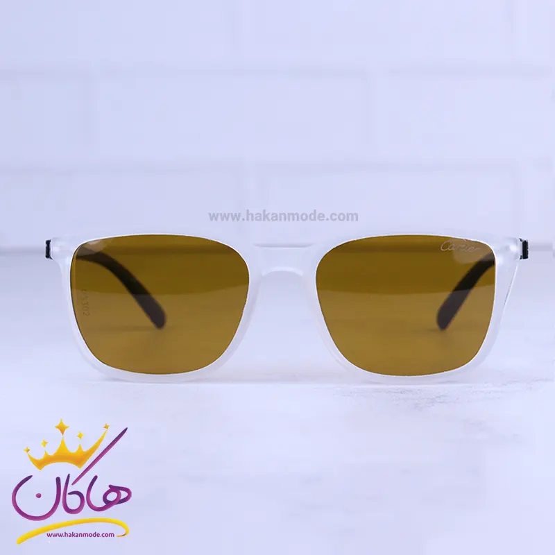 Cartier-sunglasses-code-P3302.51.webp عینک آفتابی کارتیر مردانه فریم سفید پلاریزه P3302/5 - Image 1
