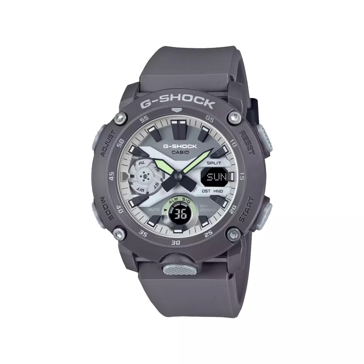 Casio-G-Shock-Watch-Code-GA-2000HD-8ADR1.webp ساعت جی شاک کاسیو مردانه طوسی دو زمانه GA-2000HD-8ADR - تصویر 1