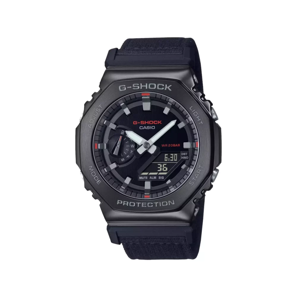 ساعت کاسیو جی شاک مردانه برزنت مشکی دو زمانه GM-2100CB-1A