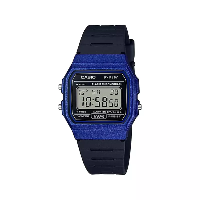 Casio-Watch-Code-F-91WM-2A1.webp ساعت مچی کاسیو مردانه قاب آبی دیجیتالی F-91WM-2A - Image 1
