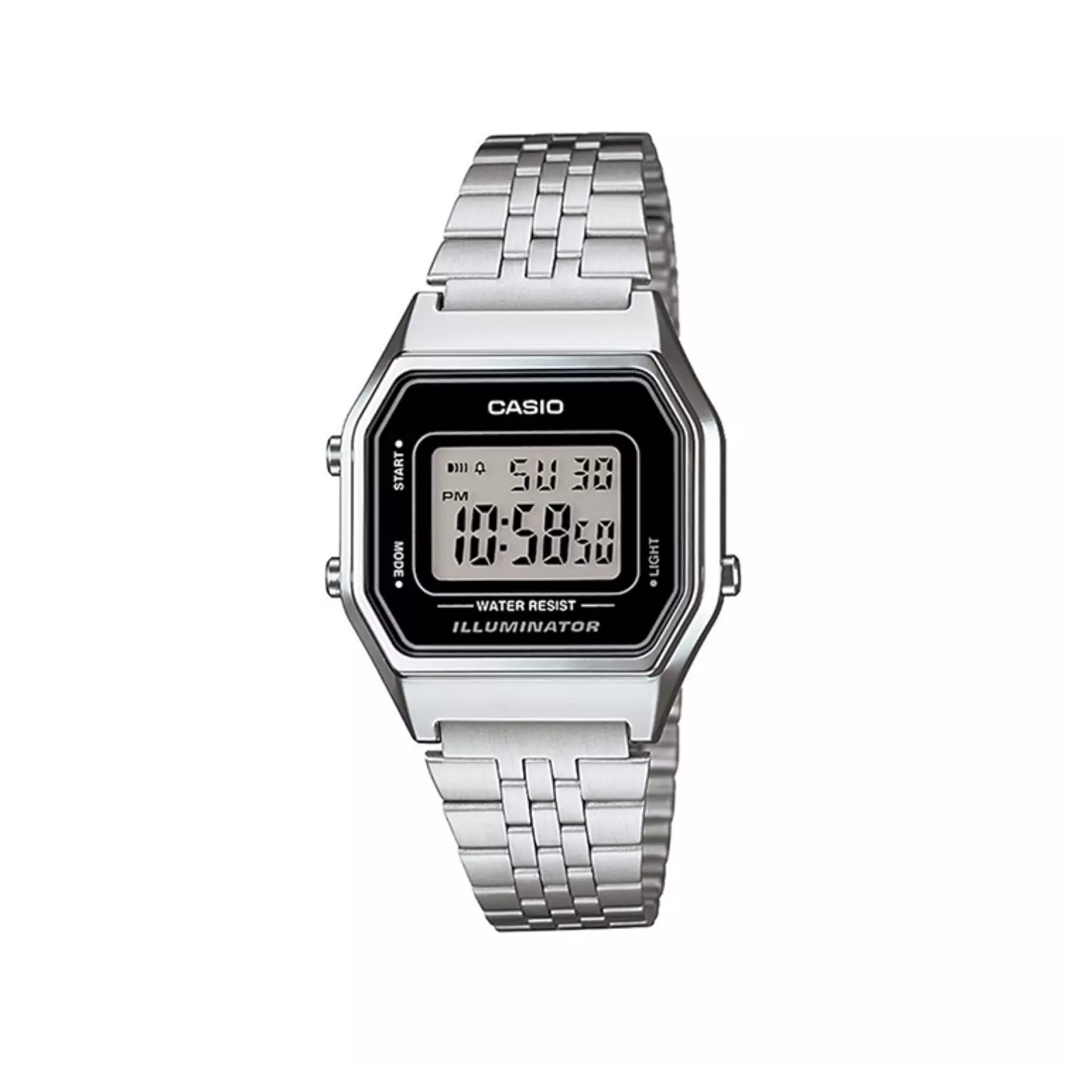 Casio-Watch-Code-LA680WA-1DF1-1.webp ساعت مچی کاسیو فلزی نقره ای زنانه دیجیتالی LA680WA-1DF - Image 1