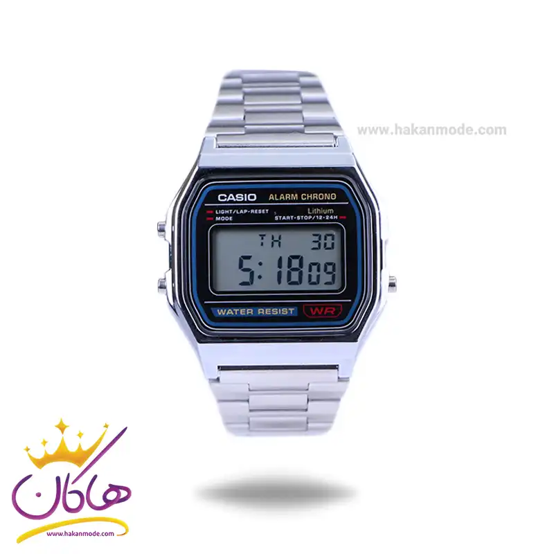 Casio-watch-code-A158WA-1DF1.webp ساعت کاسیو مردانه فلزی نقره ای دیجیتالی A158WA-1DF - Image 1