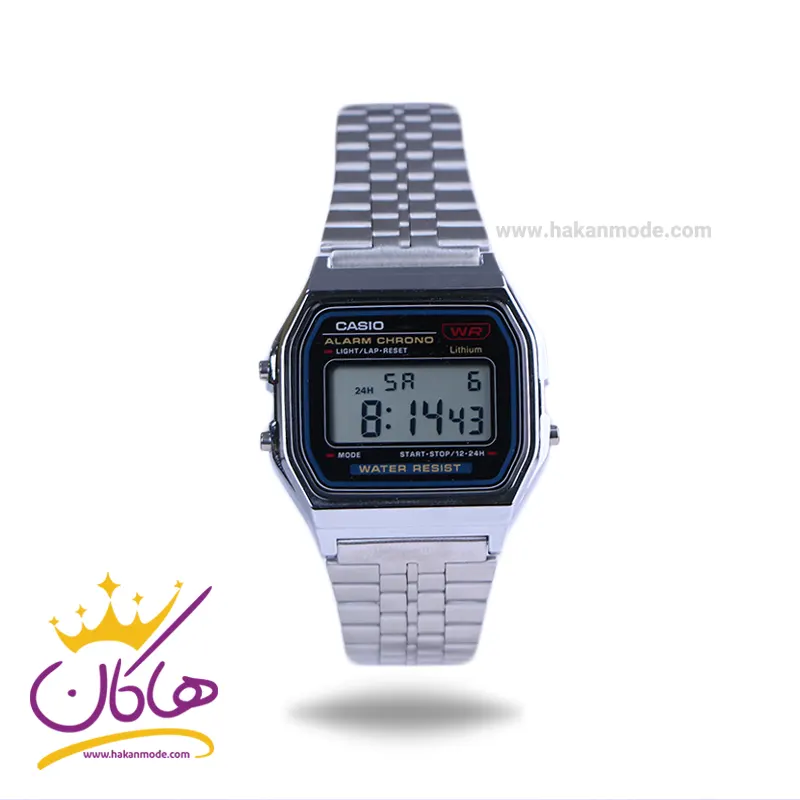 Casio-watch-code-A1591.webp ساعت مچی کاسیو زنانه فلزی نقره ای دیجیتالی A159W-N1DF - Image 1