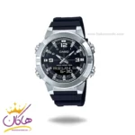 ساعت کاسیو مردانه قاب نقره ای دو زمانه AMW-870-1AVDF
