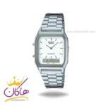 ساعت کاسیو مردانه فلزی نقره ای دو زمانه AQ-230A-7DMQ