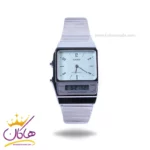ساعت مچی کاسیو مردانه فلزی نقره ای دو زمانه AQ-800E-3ADF