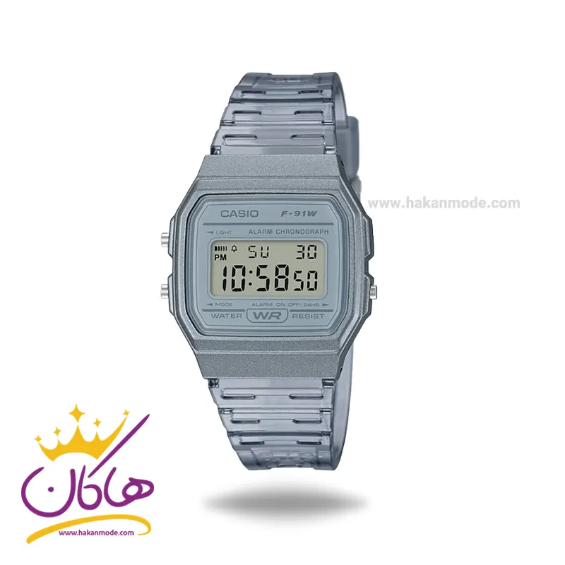 Casio-watch-code-F-91WS-8DF1.webp ساعت کاسیو مردانه بند رابر طوسی دیجیتال F-91WS-8DF - Image 1