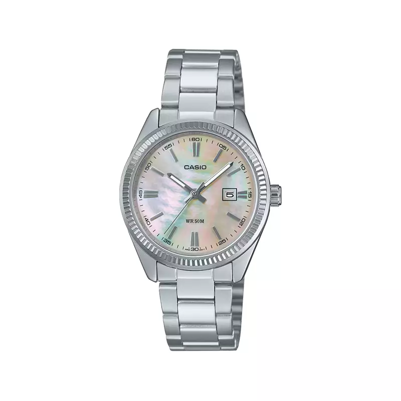Casio-watch-code-LTP-1302DS-4AVDF1.webp ساعت عقربه ای کاسیو زنانه صفحه صدفی LTP-1302DS-4AVDF - Image 1