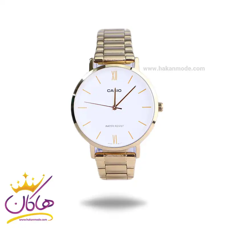 Casio-watch-code-LTP-VT01G-7BUDF1.webp ساعت کاسیو مردانه فلزی طلایی صفحه سفید LTP-VT01G-7BUDF - Image 1