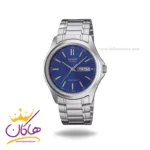 ساعت کاسیو مردانه فلزی نقره ای صفحه سرمه ای MTP-1239D-2ADF