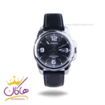 ساعت کاسیو زنانه بند چرم مشکی قاب نقره ای MTP-1314L-8AVDF