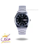 ساعت مچی کاسیو مردانه فلزی نقره ای صفحه مشکی MTP-V006D-1BUDF