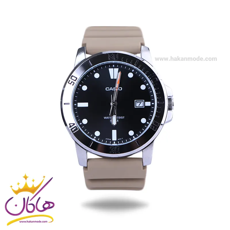 Casio-watch-code-MTP-VD01-5EVUDFI1.webp ساعت مچی عقربه ای کاسیو مردانه بند رابر کرمی MTP-VD01-5EVUDF - Image 1