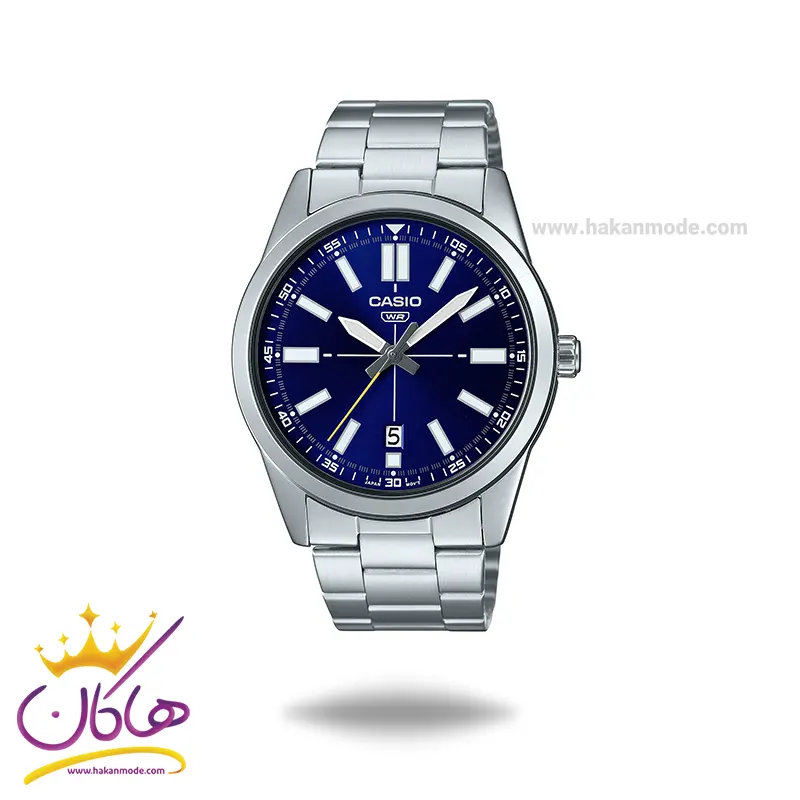 Casio-watch-code-MTP-VD02D-2EUDF1.webp ساعت عقربه ای کاسیو مردانه نقره ای صفحه آبی MTP-VD02D-2EUDF - Image 1