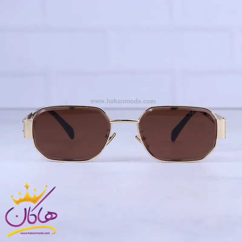 Celine-highcopy-sunglasses-code-4S235.11.webp عینک آفتابی سلین زنانه طلایی شیشه قهوه ای 4S235/1 - Image 1