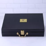 ست کیف کتی چرم و عینک مردانه چرمسال عسلی پوست ماری 182/3 - Image 3
