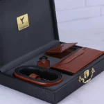 ست هدیه 4 تیکه کیف و کمربند چرم مردانه چرمسال 183
